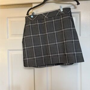 SPANX Plaid Mini Skirt in Black and White